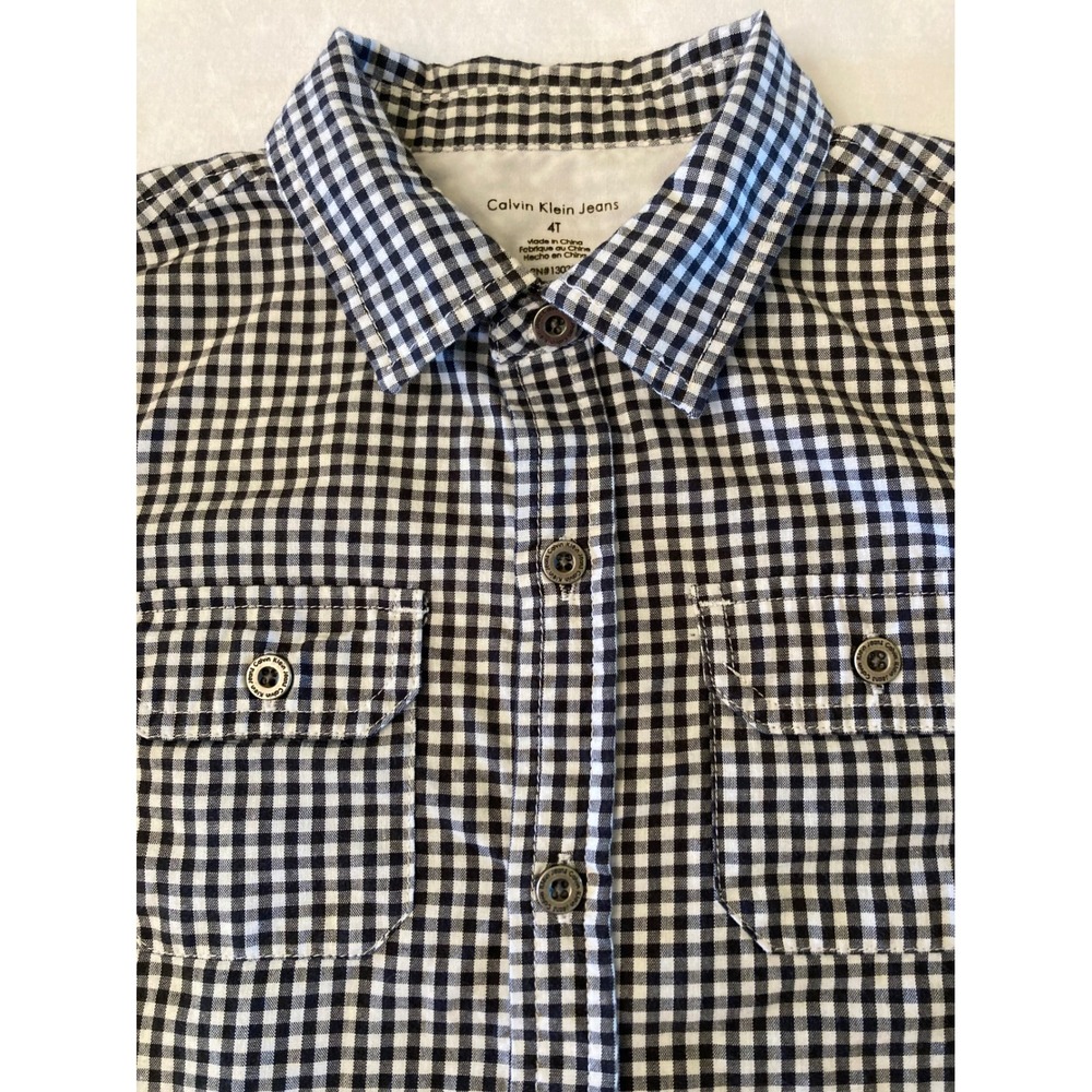 Calvin Klein Jeans Button Down‎ Shirt Gingham Check Long Sleeve 4T - Picture 9 of 9